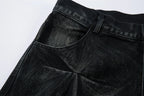 Geometric Crinkle Wide-Leg Jeans