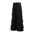 Geometric Crinkle Wide-Leg Jeans