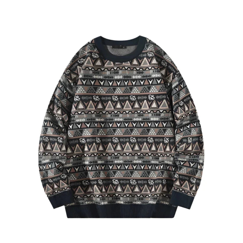 Geometric Knit Grandad Jumper