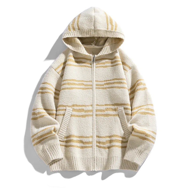 Glitch Stripe Zip-up Hooded Sweater