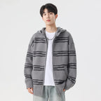 Glitch Stripe Zip-up Hooded Sweater