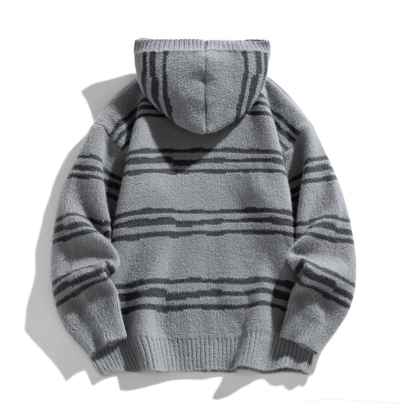 Glitch Stripe Zip-up Hooded Sweater