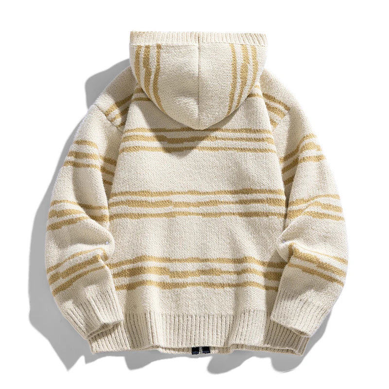 Glitch Stripe Zip-up Hooded Sweater