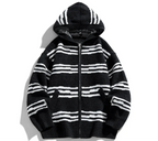 Glitch Stripe Zip-up Hooded Sweater