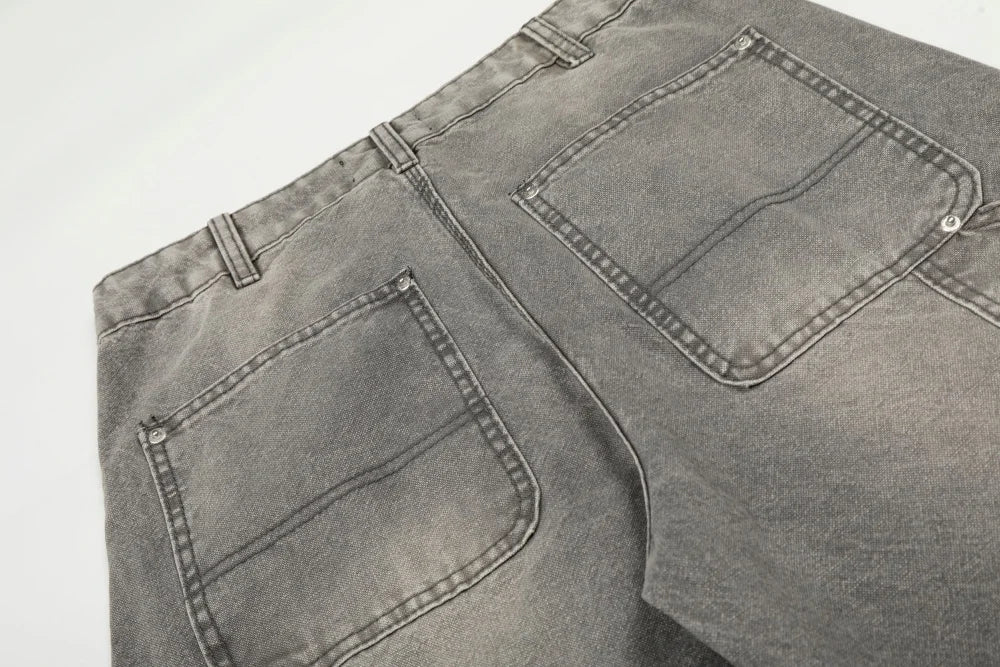 Grey Washed Baggy Carpenter Jeans