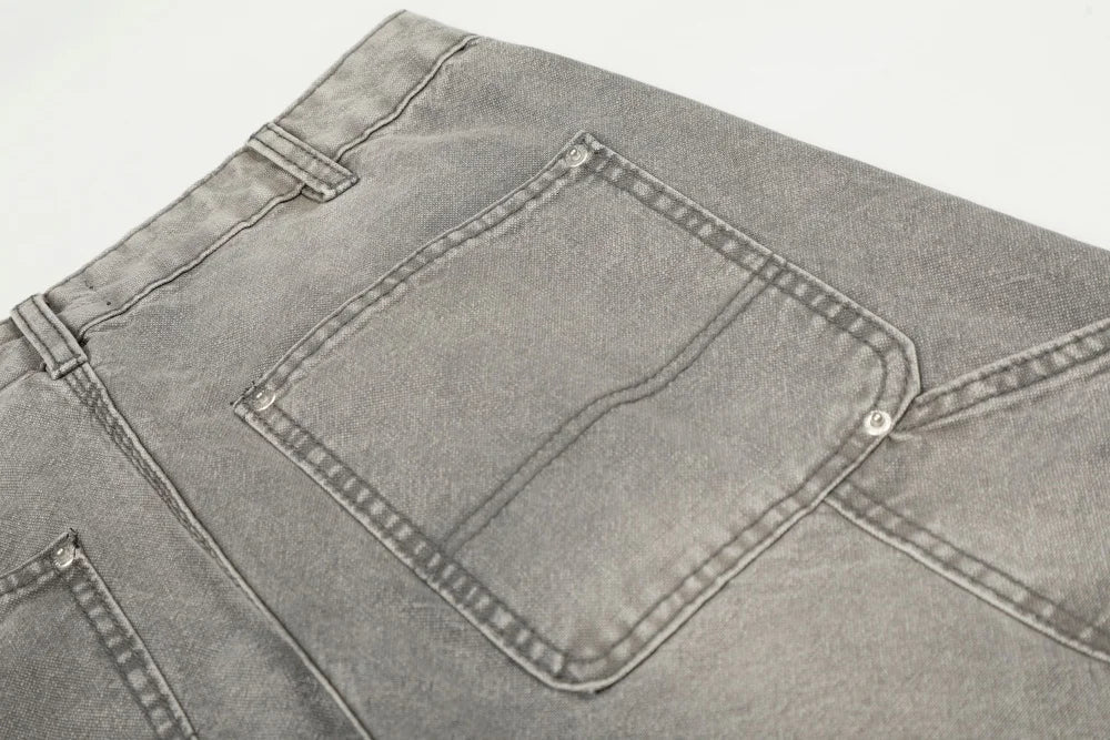 Grey Washed Baggy Carpenter Jeans