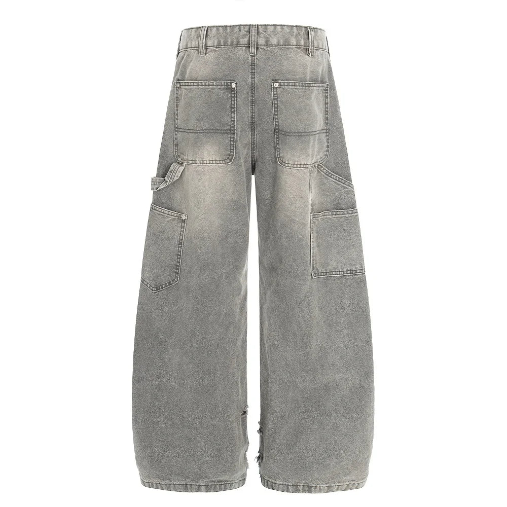Grey Washed Baggy Carpenter Jeans