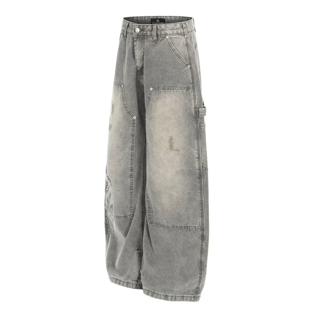 Grey Washed Baggy Carpenter Jeans