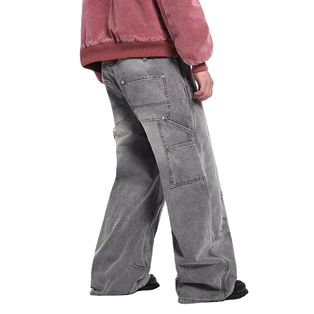 Grey Washed Baggy Carpenter Jeans