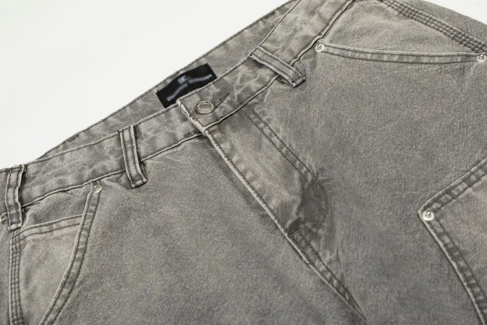 Grey Washed Baggy Carpenter Jeans