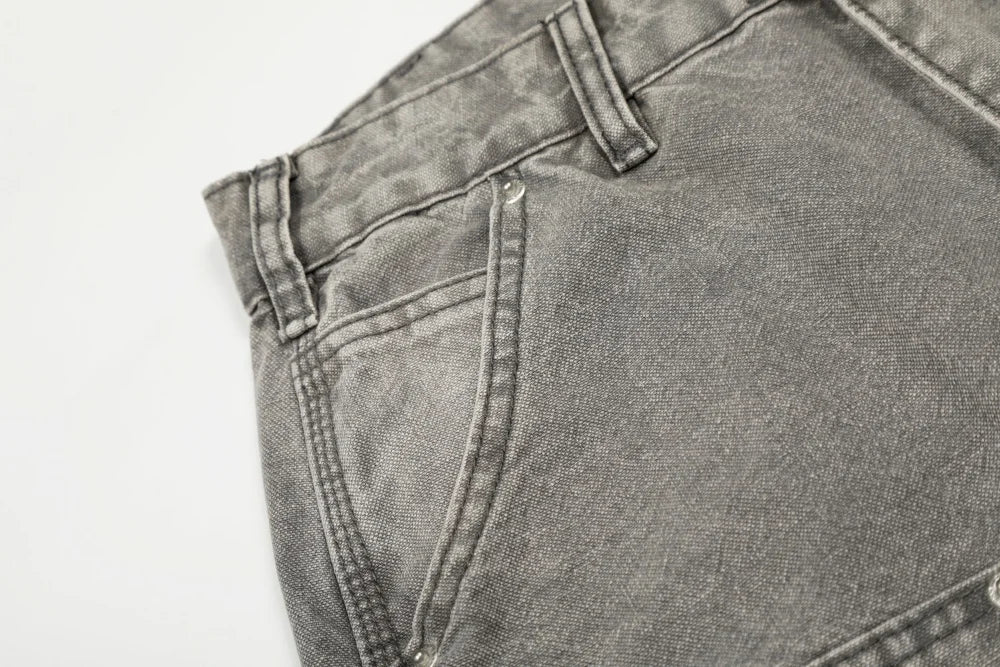 Grey Washed Baggy Carpenter Jeans