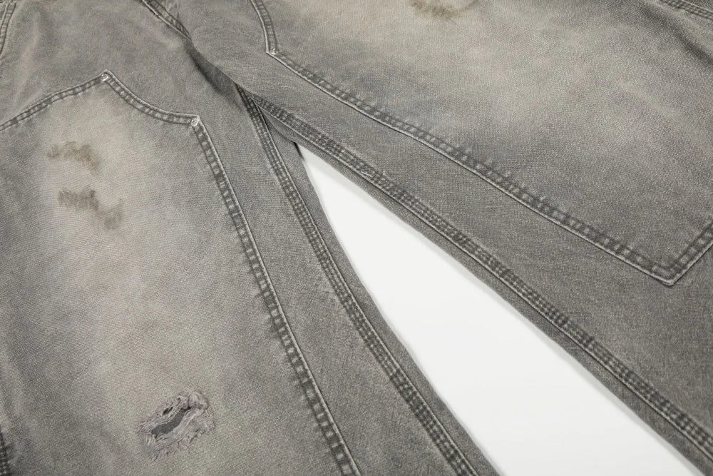 Grey Washed Baggy Carpenter Jeans