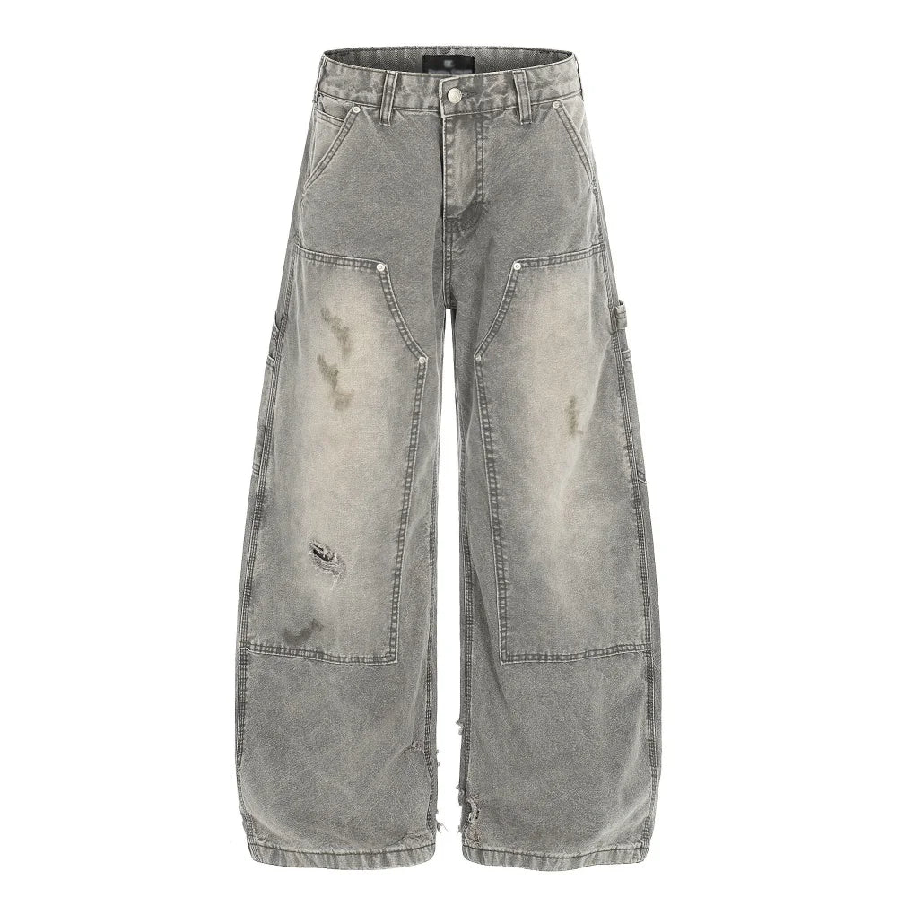 Grey Washed Baggy Carpenter Jeans