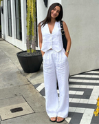 Elegant Women's Linen Two-Piece Ensemble