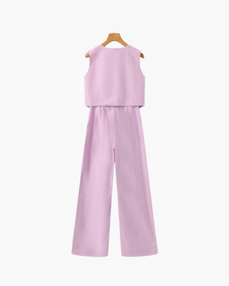 Elegant Women's Linen Two-Piece Ensemble