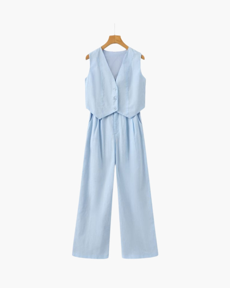 Elegant Women's Linen Two-Piece Ensemble