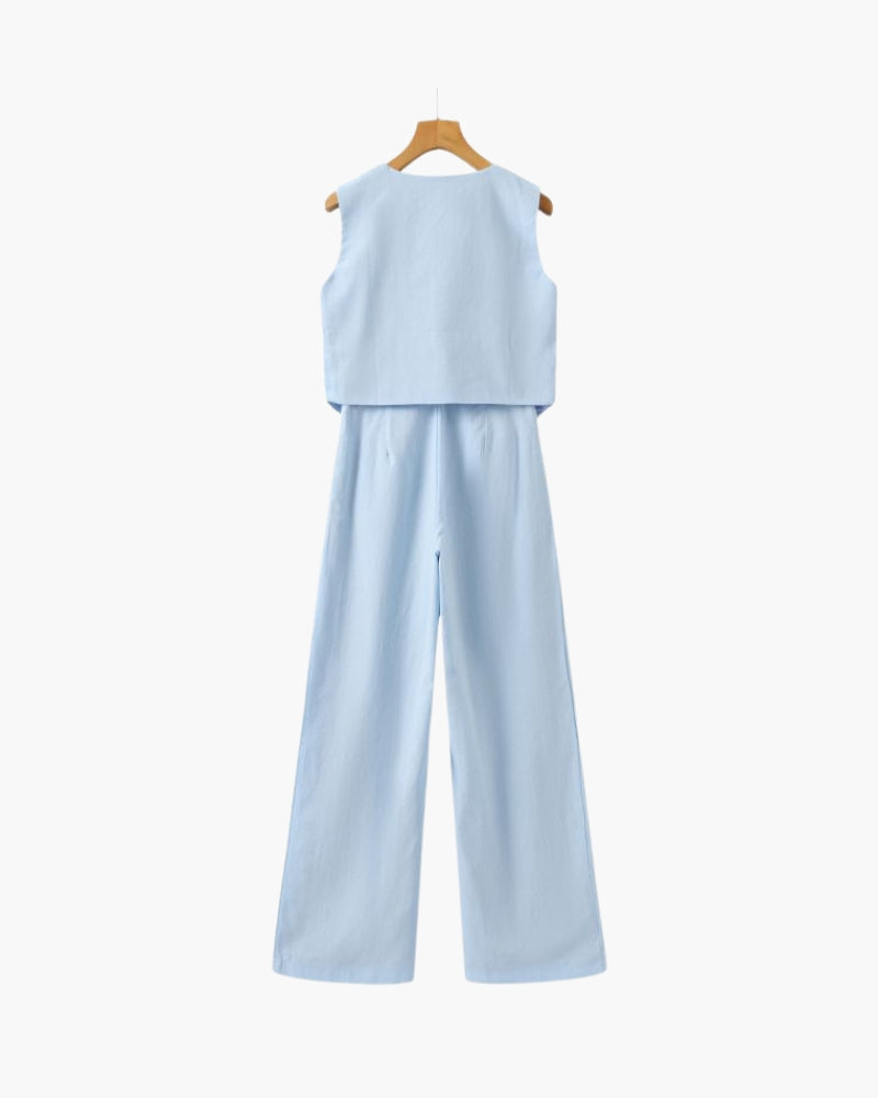 Elegant Women's Linen Two-Piece Ensemble