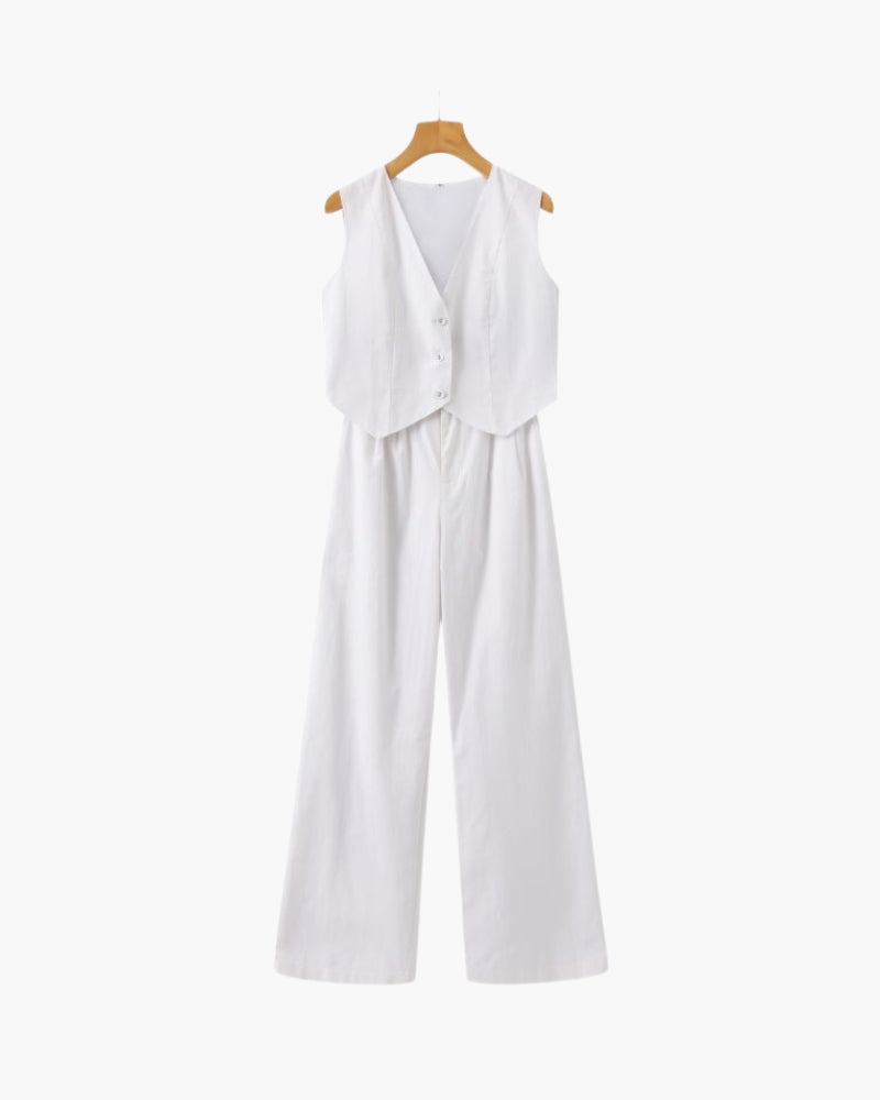 Elegant Women's Linen Two-Piece Ensemble