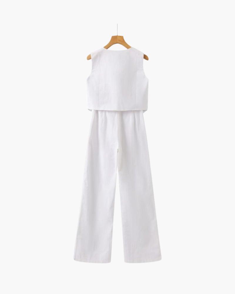 Elegant Women's Linen Two-Piece Ensemble