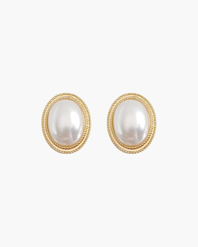 Lustrous Oval Pearl Stud Earrings