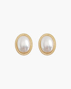 Lustrous Oval Pearl Stud Earrings