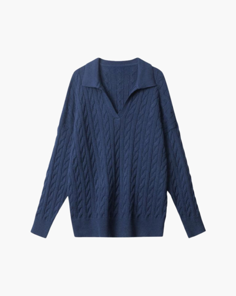 Luxurious V-neck Knitted Sweater in Fine Wool