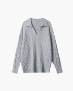 Luxurious V-neck Knitted Sweater in Fine Wool