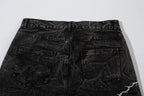 Lightning Embroidery Wide-Leg Jeans