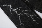 Lightning Embroidery Wide-Leg Jeans