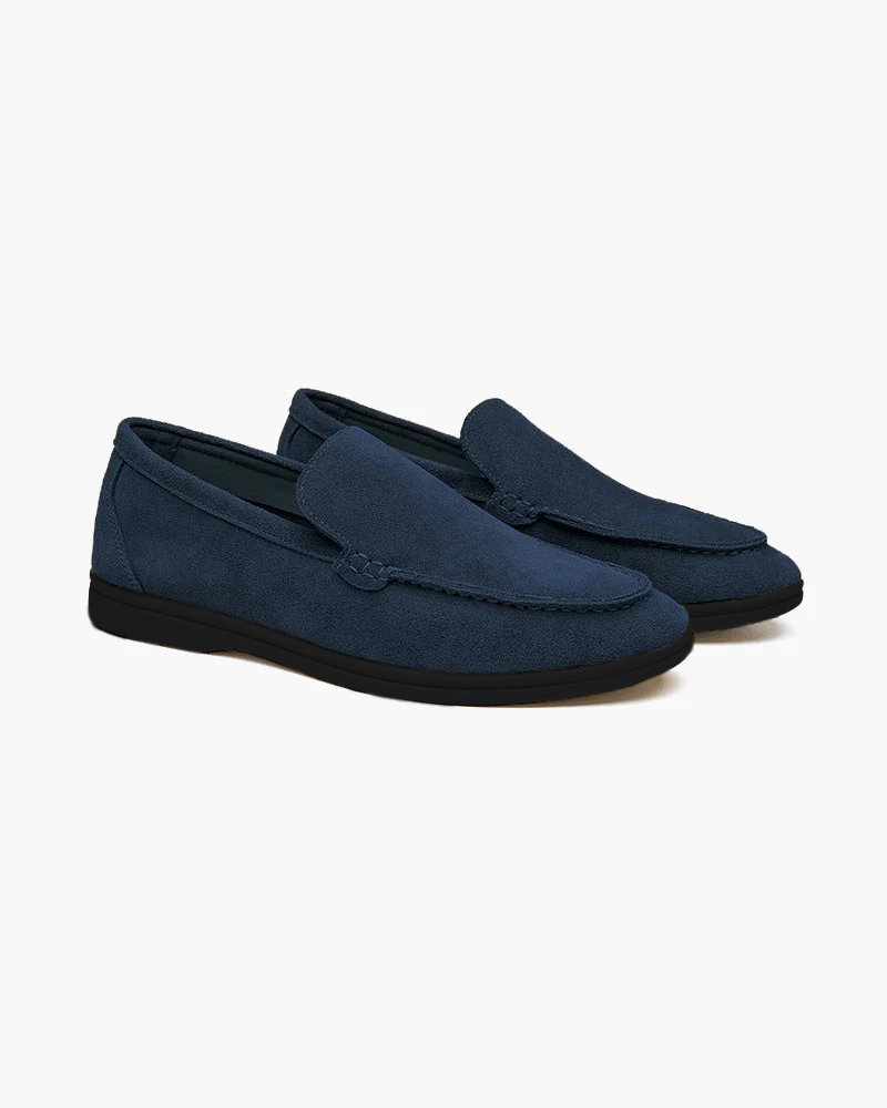 Luxury Suede Loafers with Black Outsoles