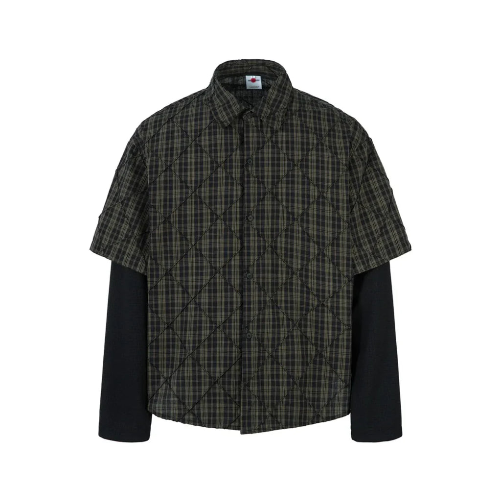 Mock Layer Textured Check Shirt