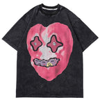 'Nightmare Heart' Acid Washed Graphic Print T-Shirt