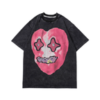 'Nightmare Heart' Acid Washed Graphic Print T-Shirt