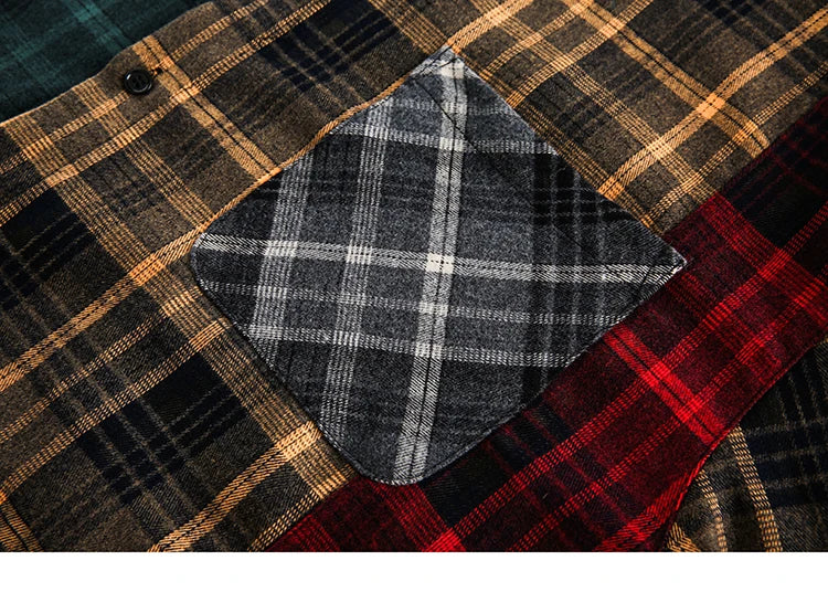 Patchwork Plaid Over Shirt