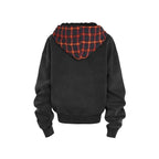 Plaid Hood Zip-up Hoodie