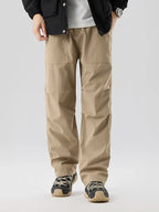 Pleated Knee Straight Leg Ripstop Pants
