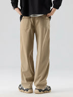 Pleated Knee Straight Leg Ripstop Pants