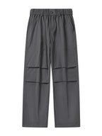 Pleated Knee Straight Leg Ripstop Pants