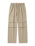 Pleated Knee Straight Leg Ripstop Pants