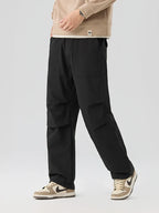 Pleated Knee Straight Leg Ripstop Pants