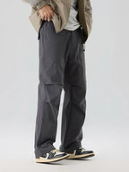 Pleated Knee Straight Leg Ripstop Pants