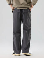 Pleated Knee Straight Leg Ripstop Pants