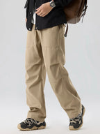 Pleated Knee Straight Leg Ripstop Pants