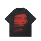 'Red Phantom Face' Acid Wash Graphic T-Shirt