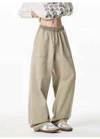 Relaxed Drawstring Washed Cargo Pants
