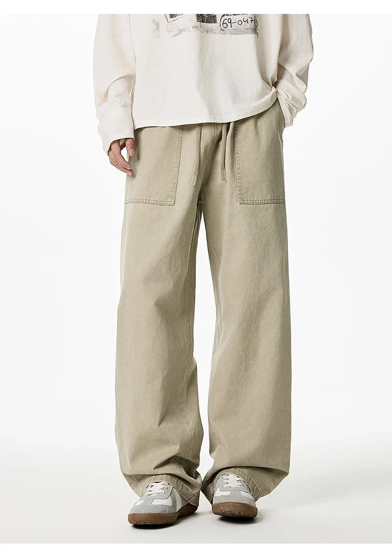 Relaxed Drawstring Washed Cargo Pants