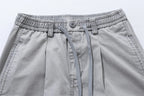 Relaxed Fit Pleated Knee Drawstring Shorts