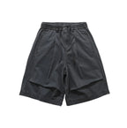 Relaxed Fit Pleated Knee Drawstring Shorts