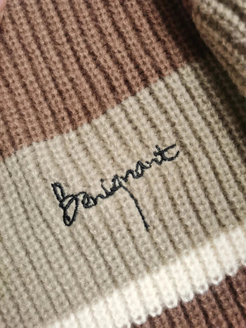 Rib Knit 90's Stripe Sweater