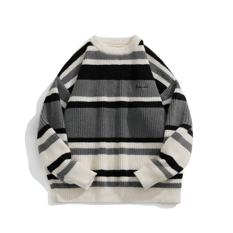 Rib Knit 90's Stripe Sweater